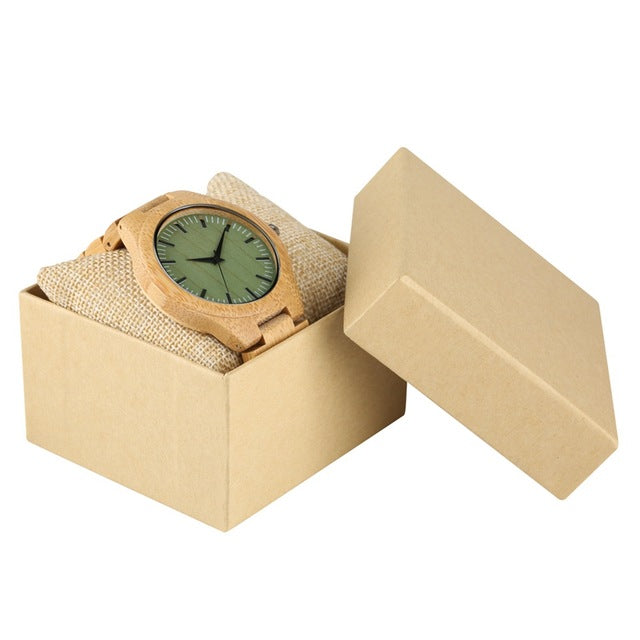 Light Green Dial Wood Watch