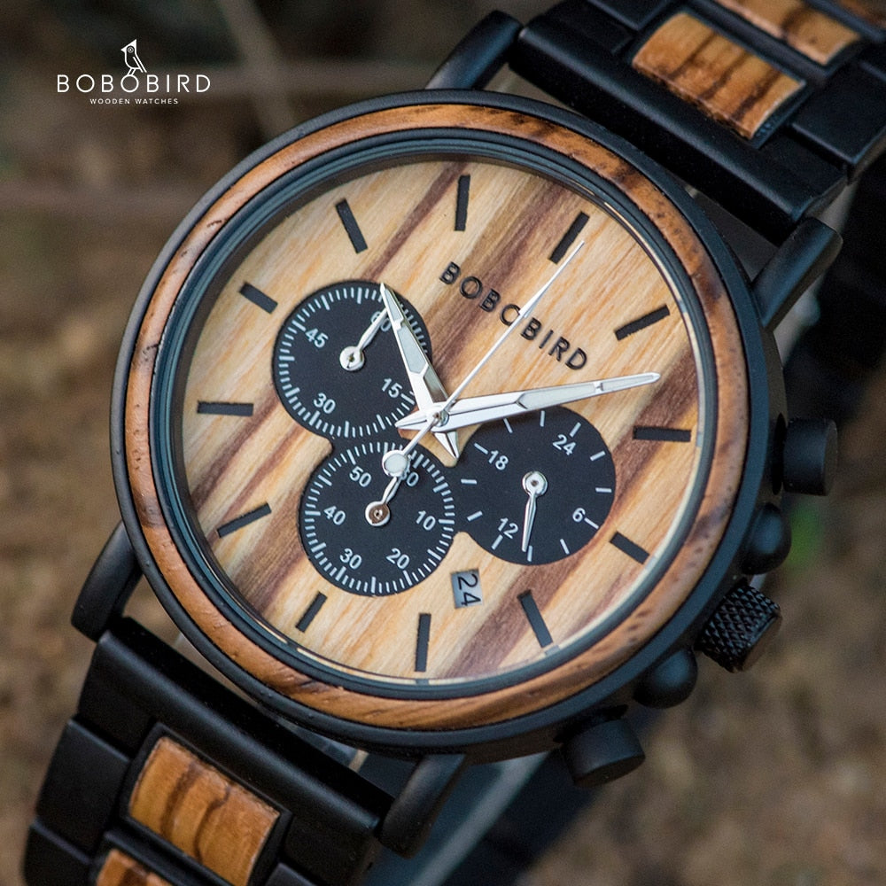 BOBO BIRD Wood Watch Men Stopwatch