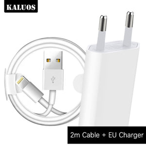 1m 2m 3m USB Charging Cable + EU Plug USB Charger for iPhone