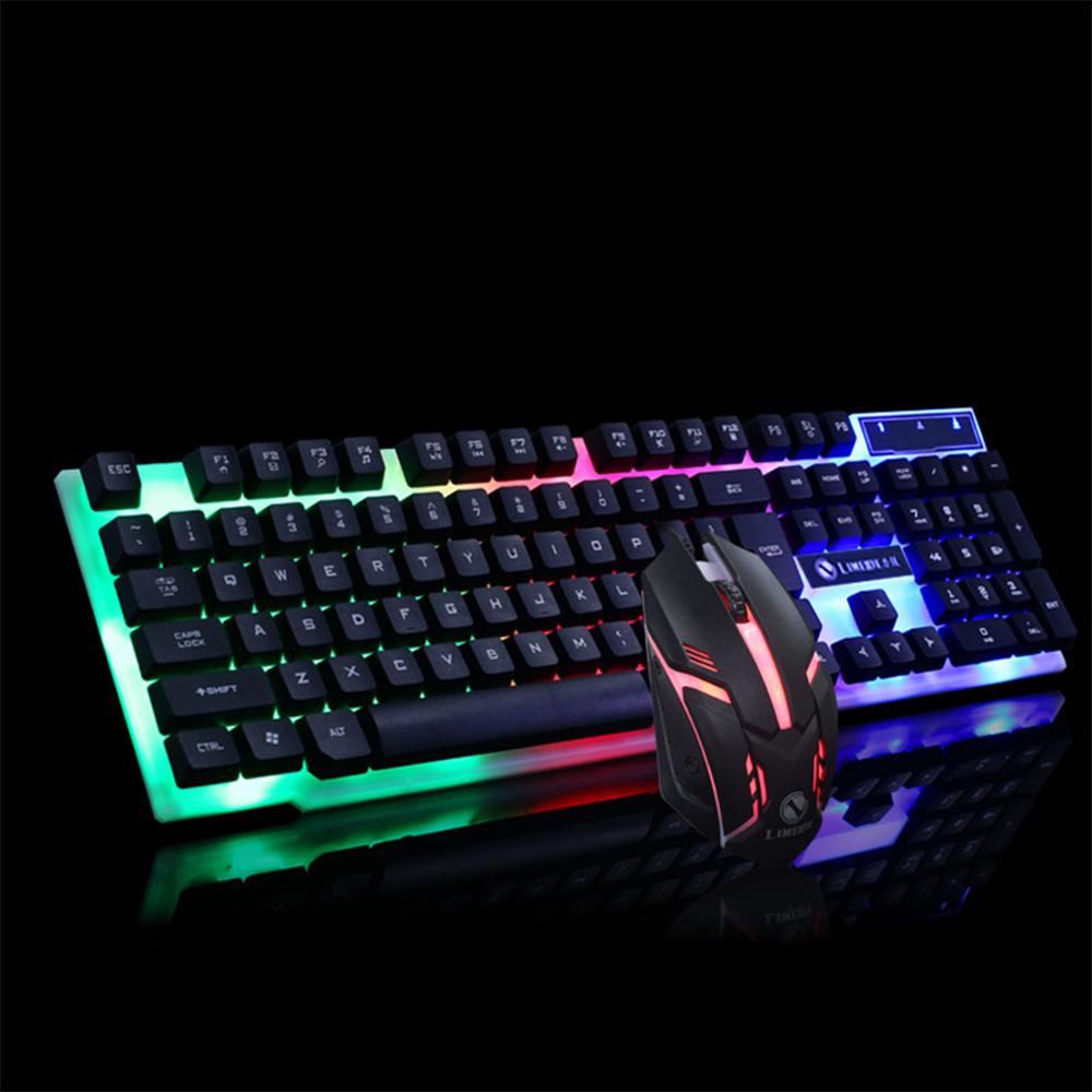 Jogo de teclado com fio mecânico do rato do teclado do jogo do gamer de pc conjunto de teclado retroiluminado fotoelétrico silencioso jogo do rato para pc