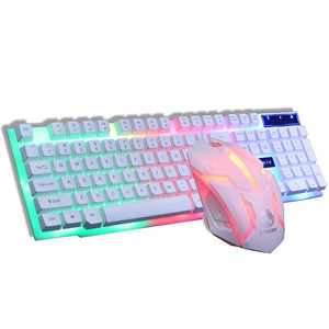 Jogo de teclado com fio mecânico do rato do teclado do jogo do gamer de pc conjunto de teclado retroiluminado fotoelétrico silencioso jogo do rato para pc
