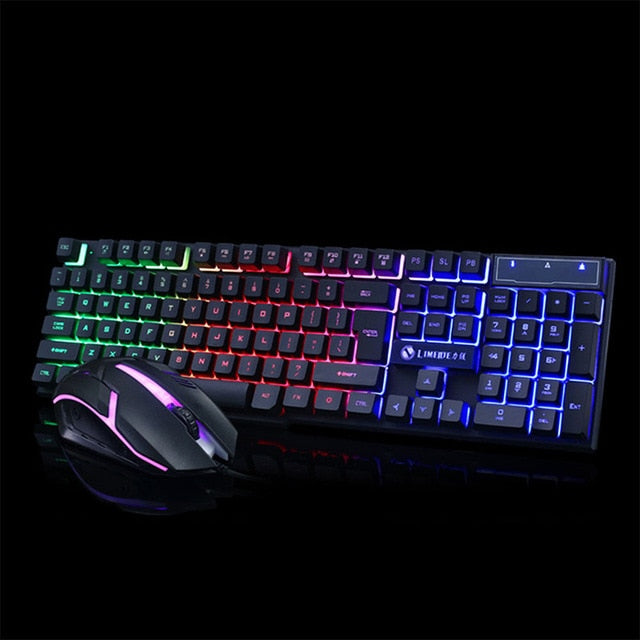 Jogo de teclado com fio mecânico do rato do teclado do jogo do gamer de pc conjunto de teclado retroiluminado fotoelétrico silencioso jogo do rato para pc