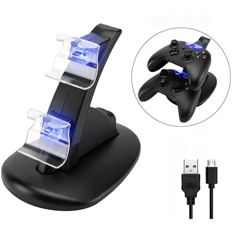 LED USB Dual Game Controller Charger
